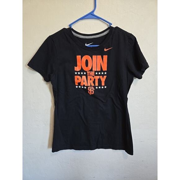 Nike San Francisco Giants Black Orange Medium Join the Party T Shirt Slim Fit L - Picture 1 of 12